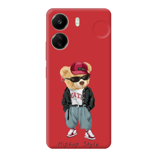 Xiaomi Redmi 13C Hip hop style Red Colored Silicone TPU Θήκη