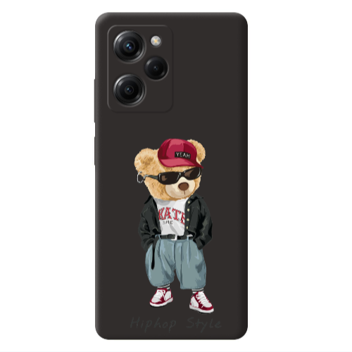 Xiaomi Poco X5 Pro Hip hop style Black Colored Silicone TPU Θήκη