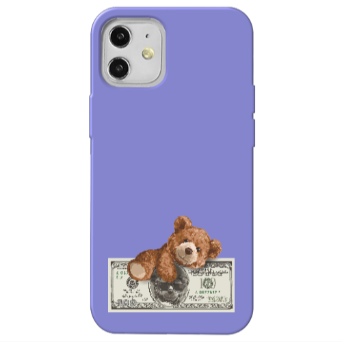 Apple iPhone 12 Money Style Purple Colored Silicone TPU Θήκη