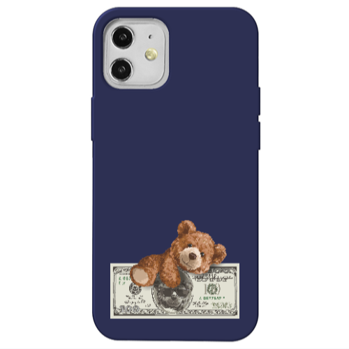 Apple iPhone 12 Money Style Dark blue Colored Silicone TPU Θήκη