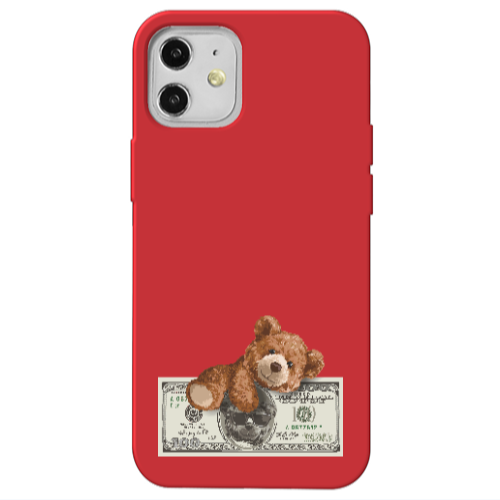 Apple iPhone 12 Money Style Red Colored Silicone TPU Θήκη