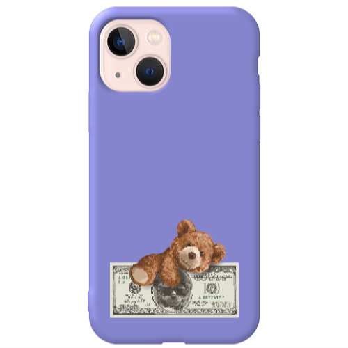 Apple iPhone 13 Money Style Purple Colored Silicone TPU Θήκη