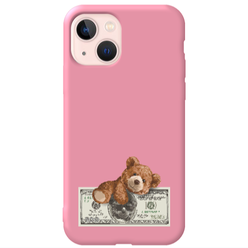 Apple iPhone 13 Money Style Pink Colored Silicone TPU Θήκη