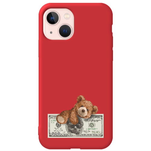 Apple iPhone 13 Money Style Red Colored Silicone TPU Θήκη