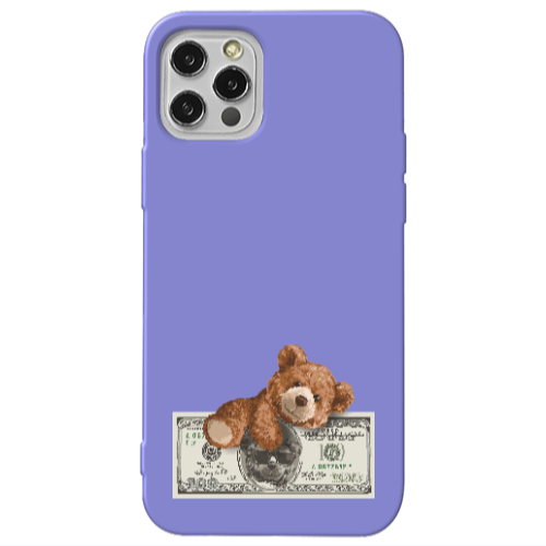 Apple iPhone 12 Pro Money Style Purple Colored Silicone TPU Θήκη