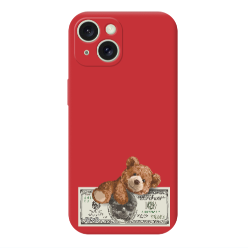 Apple iPhone 15 Money Style Red Colored Silicone TPU Θήκη