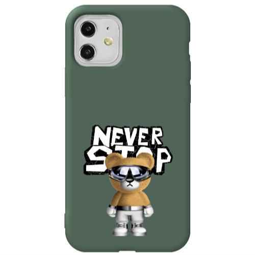 Apple iPhone 11  Never stop Dark Green Colored Silicone TPU Θήκη