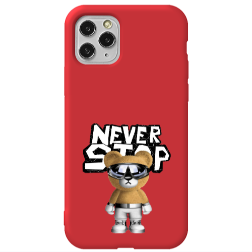 Apple iPhone 11 Pro Never stop Red Colored Silicone TPU Θήκη