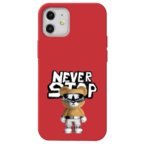Apple iPhone 12 Never stop Red Colored Silicone TPU Θήκη