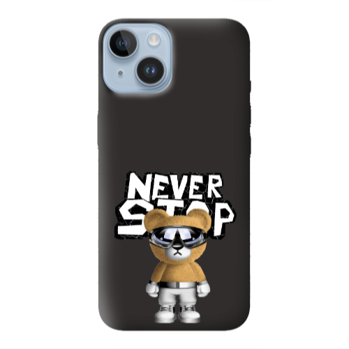 Apple iPhone 14  Never stop Black Colored Silicone TPU Θήκη