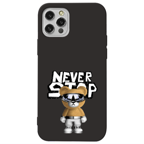 Apple iPhone 12 Pro Never stop Black Colored Silicone TPU Θήκη