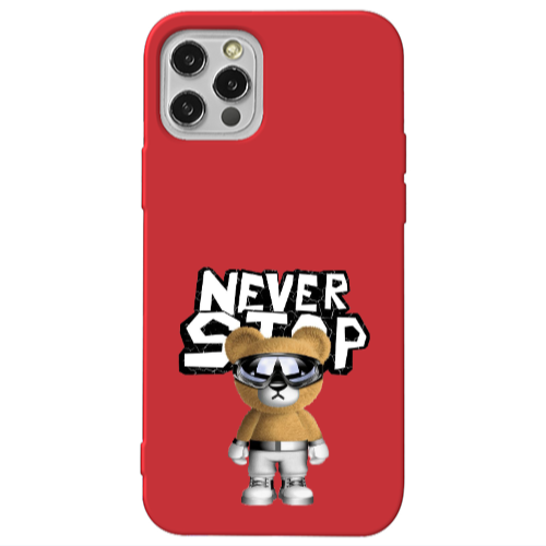 Apple iPhone 12 Pro Never stop Red Colored Silicone TPU Θήκη