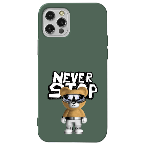 Apple iPhone 12 Pro Never stop Dark Green Colored Silicone TPU Θήκη