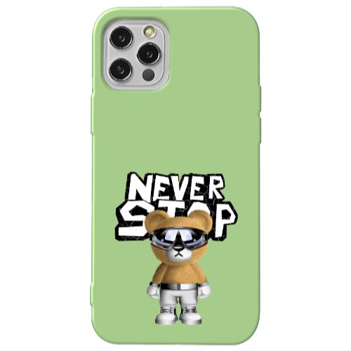 Apple iPhone 12 Pro Never stop Light Green Colored Silicone TPU Θήκη