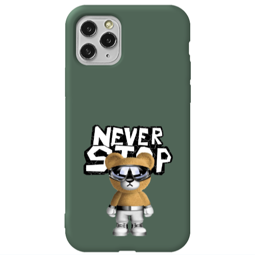 Apple iPhone 11 Pro Max Never stop Dark Green Colored Silicone TPU Θήκη