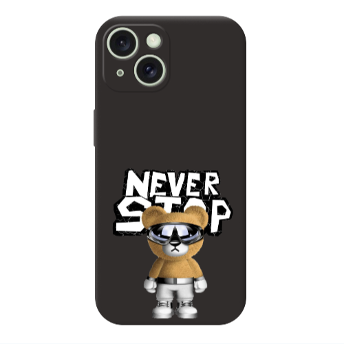 Apple iPhone 15 Never stop Black Colored Silicone TPU Θήκη