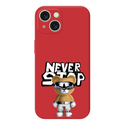 Apple iPhone 15 Never stop Red Colored Silicone TPU Θήκη
