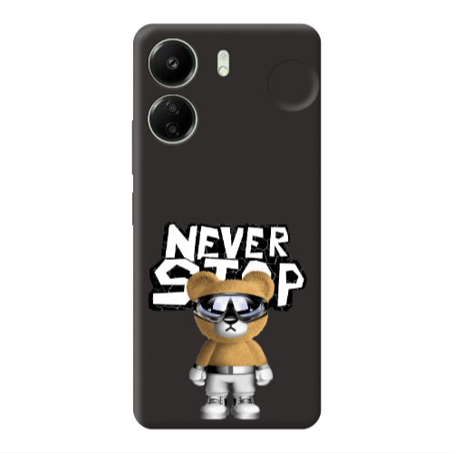 Xiaomi Redmi 13C Never stop Black Colored Silicone TPU Θήκη