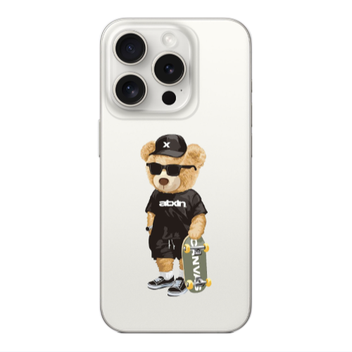 Apple Iphone 16 Pro Bear with glasses Transparent Silicone TPU Θήκη