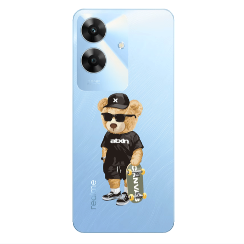 Realme Note 60 Bear with glasses Transparent Silicone TPU Θήκη