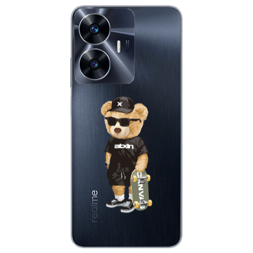 Realme Note 50 Bear with glasses Transparent Silicone TPU Θήκη