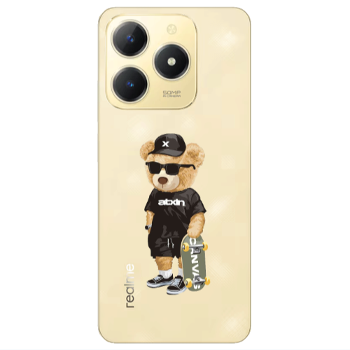 Realme C61 Bear with glasses Transparent Silicone TPU Θήκη