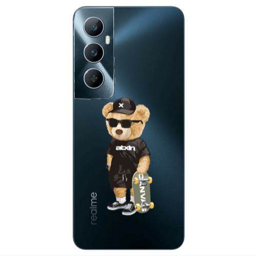 Realme C65 Bear with glasses Transparent Silicone TPU Θήκη
