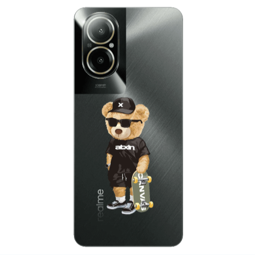Realme C67 Bear with glasses Transparent Silicone TPU Θήκη