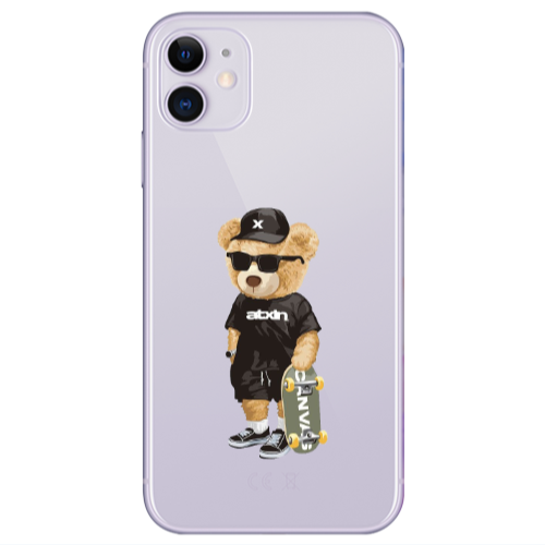 Apple iPhone 11  Bear with glasses Transparent Silicone TPU Θήκη