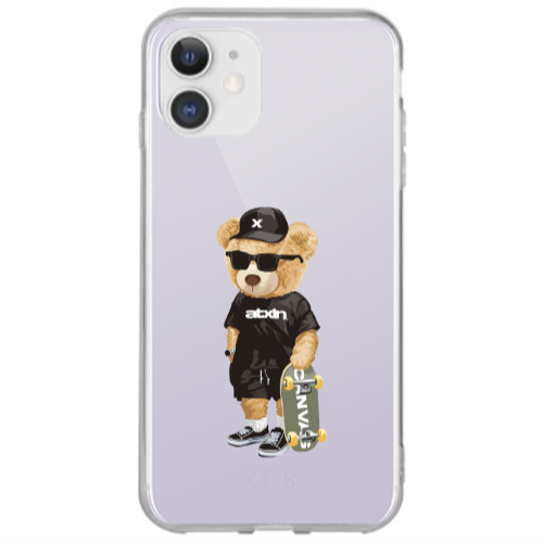 Apple iPhone 12 Bear with glasses Transparent Silicone TPU Θήκη