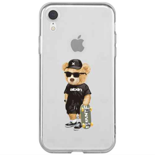 Apple iPhone Xr Bear with glasses Transparent Silicone TPU Θήκη