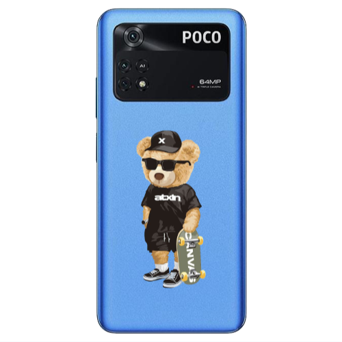 Xiaomi Poco M4 Pro 4G Bear with glasses Transparent Silicone TPU Θήκη