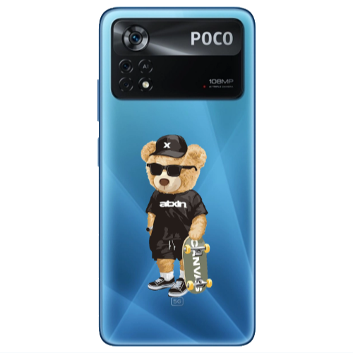 Xiaomi Poco X4 Pro Bear with glasses Transparent Silicone TPU Θήκη