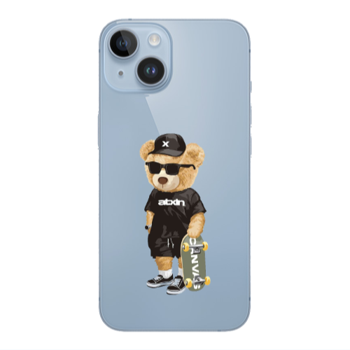 Apple iPhone 14  Bear with glasses Transparent Silicone TPU Θήκη
