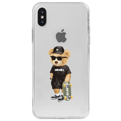 Apple iPhone Xs Max Bear with glasses Transparent Silicone TPU Θήκη
