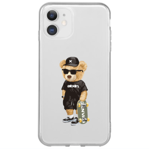 Apple iPhone 12 Mini Bear with glasses Transparent Silicone TPU Θήκη