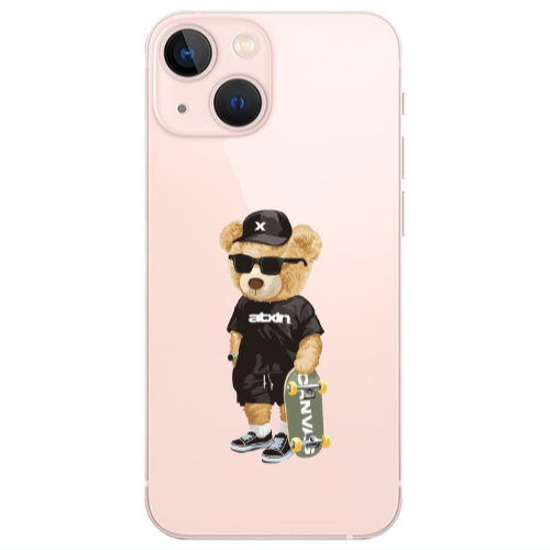 Apple iPhone 13 Mini Bear with glasses Transparent Silicone TPU Θήκη