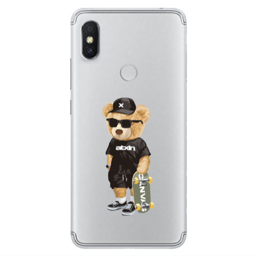 Xiaomi Redmi S2 Bear with glasses Transparent Silicone TPU Θήκη