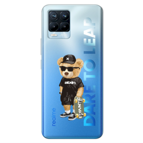 Realme 8 Pro Bear with glasses Transparent Silicone TPU Θήκη