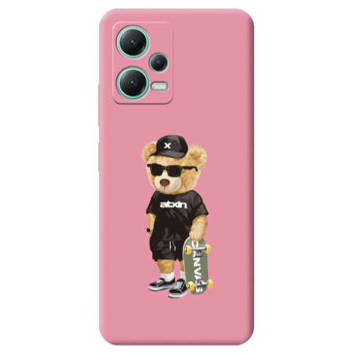 Xiaomi Redmi Note 12 Pro 5G Bear with glasses Pink Colored Silicone TPU Θήκη