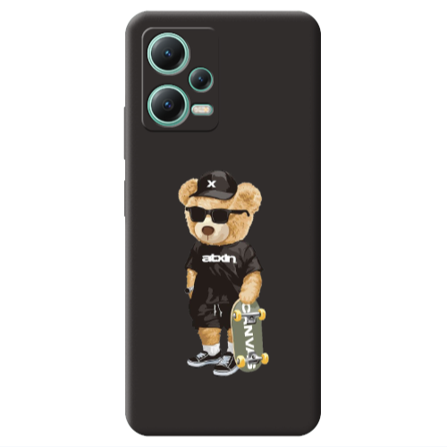 Xiaomi Redmi Note 12 Pro 5G Bear with glasses Black Colored Silicone TPU Θήκη