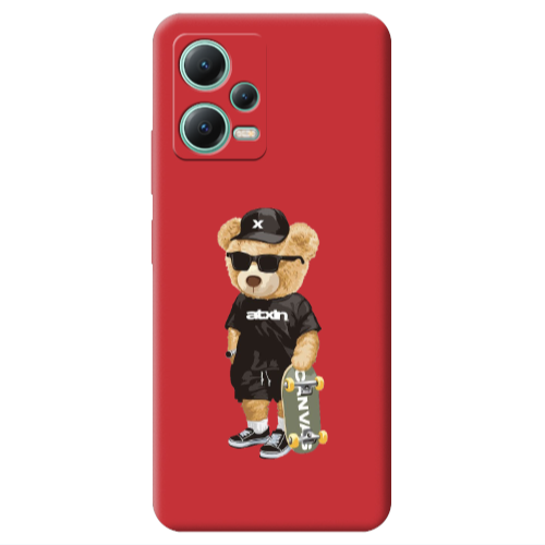 Xiaomi Redmi Note 12 Pro 5G Bear with glasses Red Colored Silicone TPU Θήκη