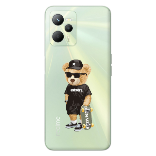 Realme C35 Bear with glasses Transparent Silicone TPU Θήκη