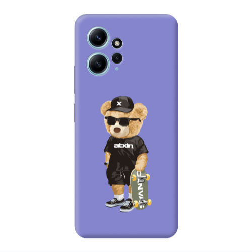 Xiaomi Redmi Note 12 4G Bear with glasses Purple Colored Silicone TPU Θήκη