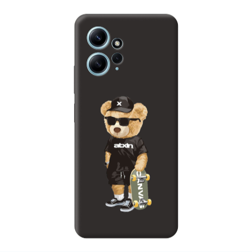 Xiaomi Redmi Note 12 4G Bear with glasses Black Colored Silicone TPU Θήκη