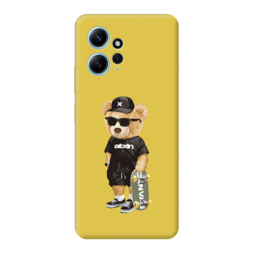 Xiaomi Redmi Note 12 4G Bear with glasses Yellow Colored Silicone TPU Θήκη