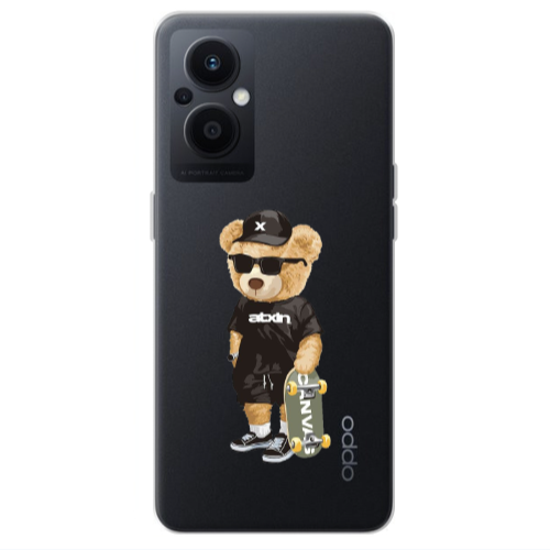 Oppo Reno 7 Lite Bear with glasses Transparent Silicone TPU Θήκη