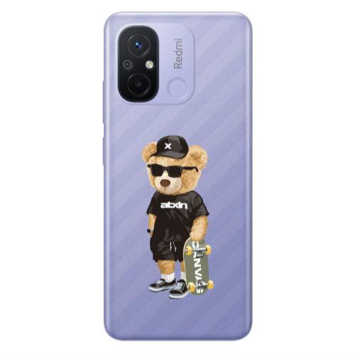 Xiaomi Redmi 12C Bear with glasses Transparent Silicone TPU Θήκη