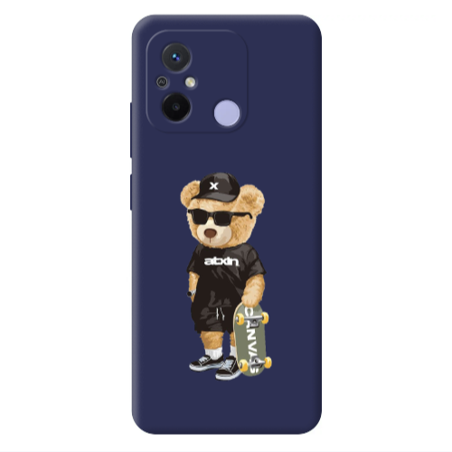 Xiaomi Redmi 12C Bear with glasses Dark blue Colored Silicone TPU Θήκη