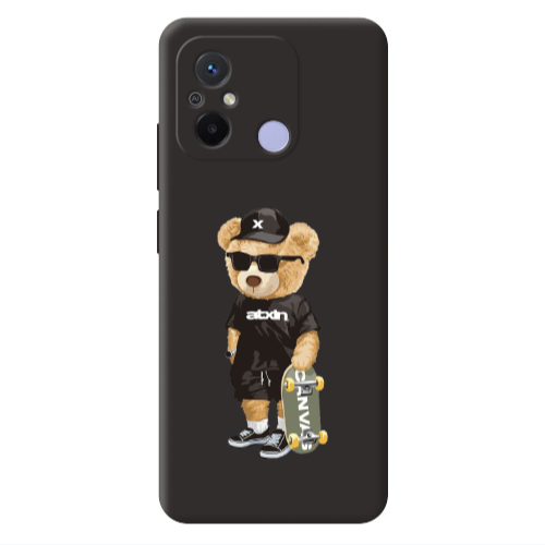 Xiaomi Redmi 12C Bear with glasses Black Colored Silicone TPU Θήκη